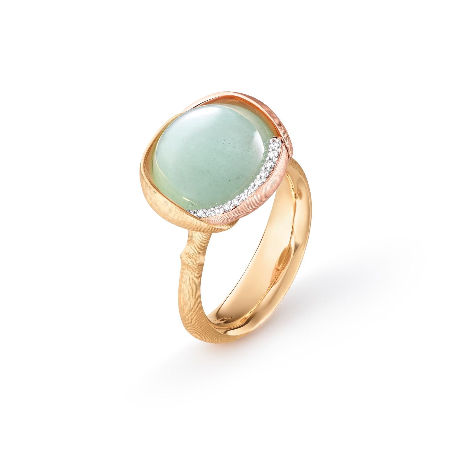 Ole Lynggaard Lotus Ring size 3 with Aquamarine