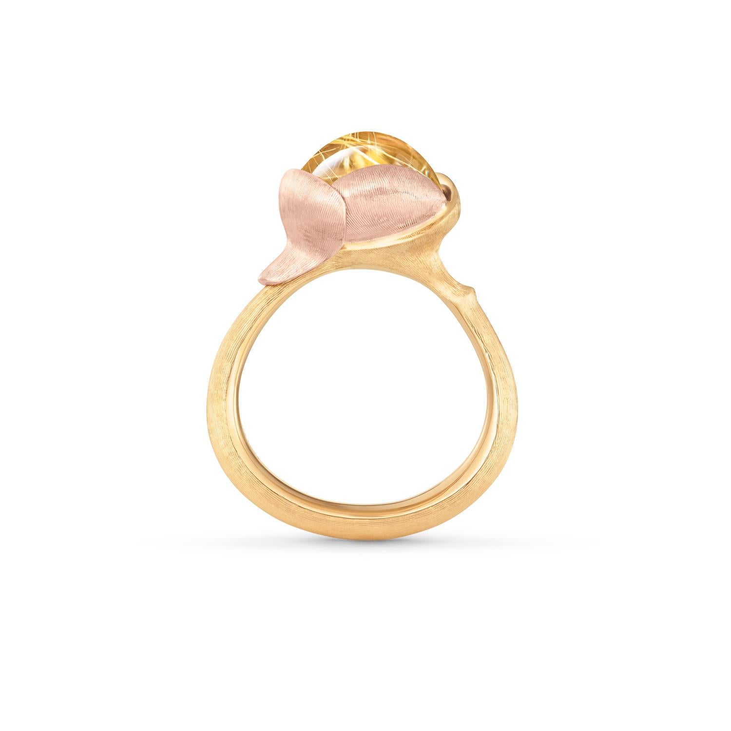 Ole Lynggaard Lotus ring size 2 in rutile quartz profile view