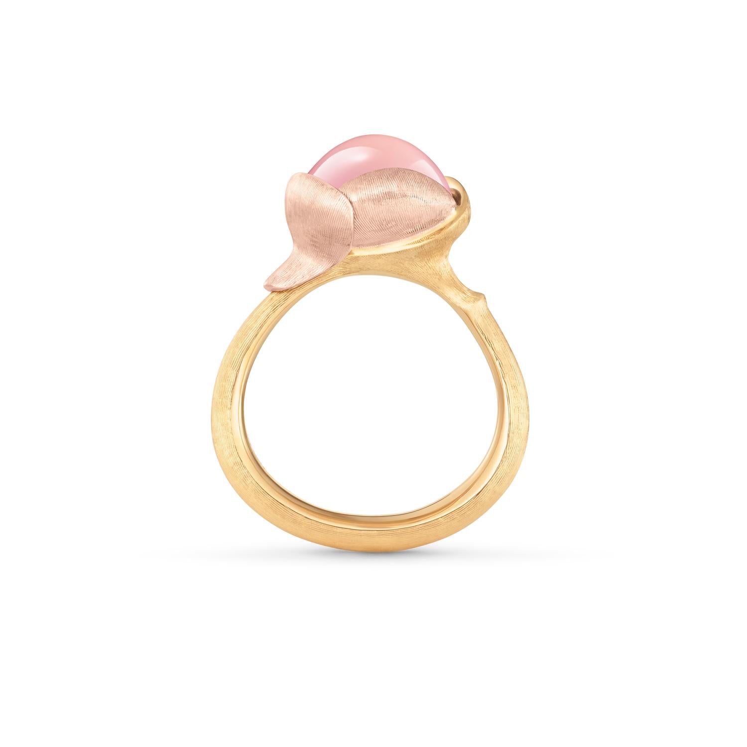 Ole Lynggaard Lotus Ring size 2 Rose Quartz profile of ring