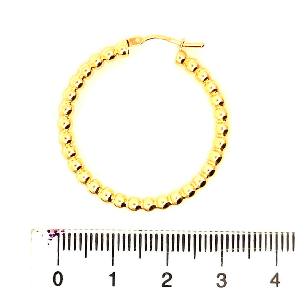 18ct Italian Yellow Gold Ball design Hoop Earrings