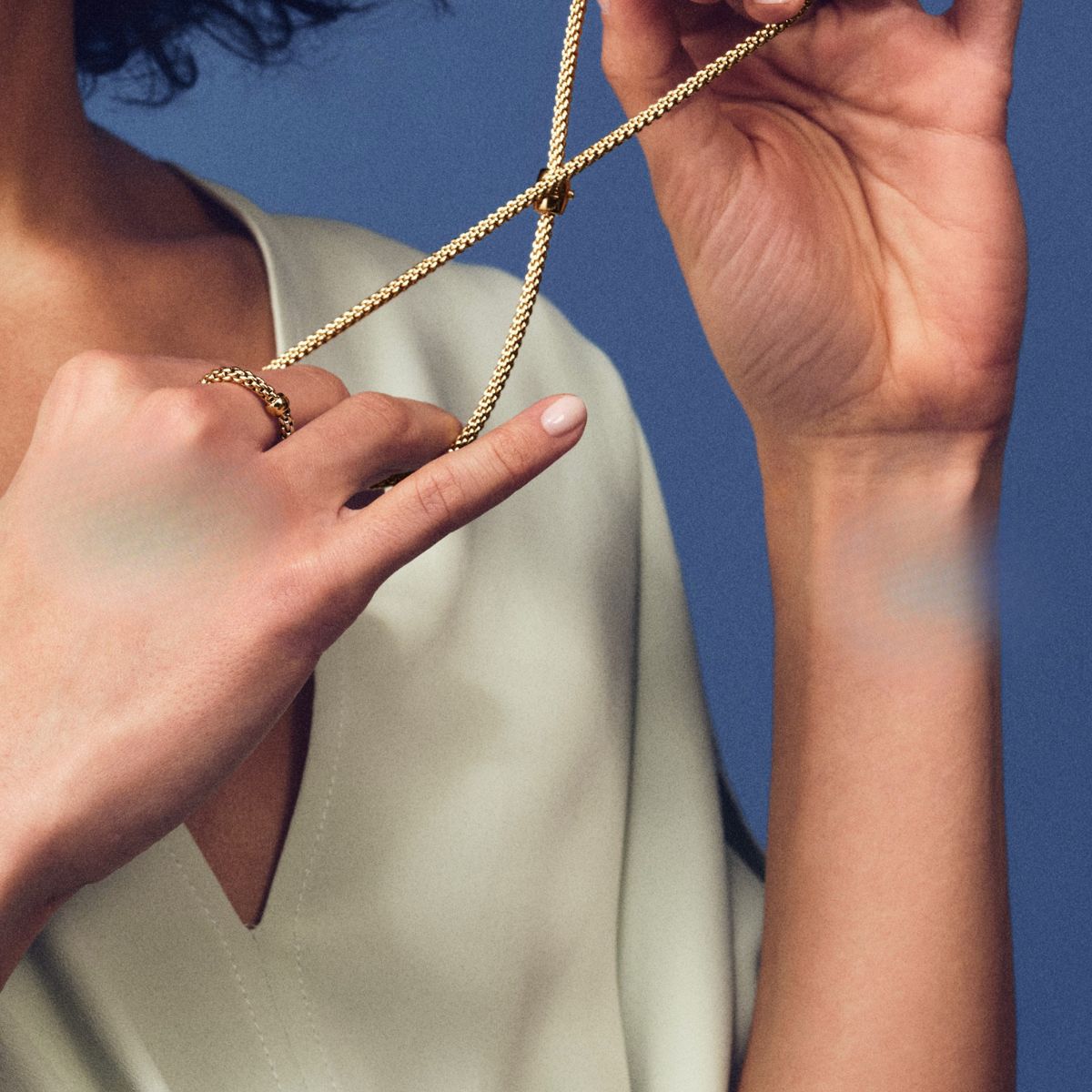 FOPE Solo Flex'It Necklace in 18ct Gold with Black Diamond