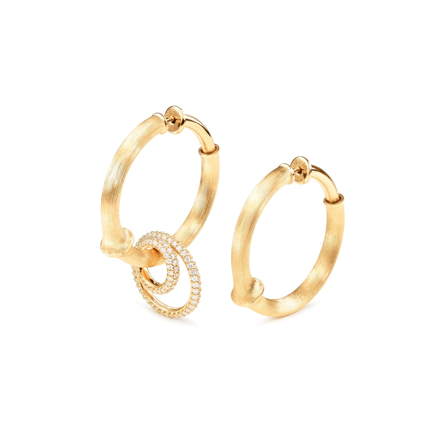 Ole Lynggaard Large Creol Earrings with dia pendants