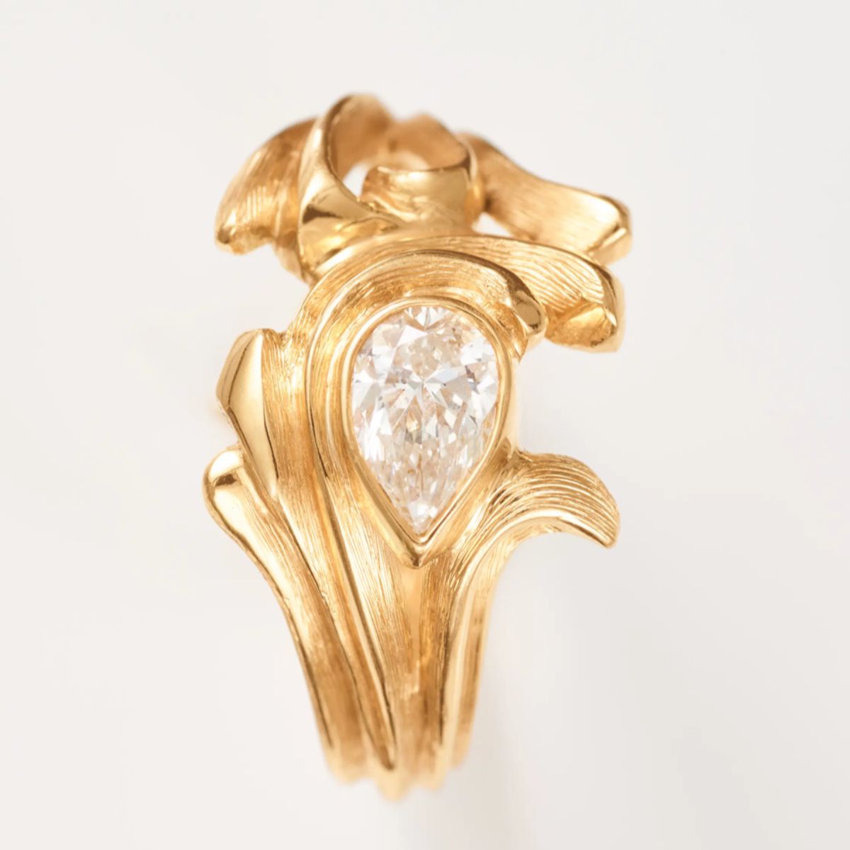 Ole Lynggaard Ocean Waves Ring close up to show detail of design.