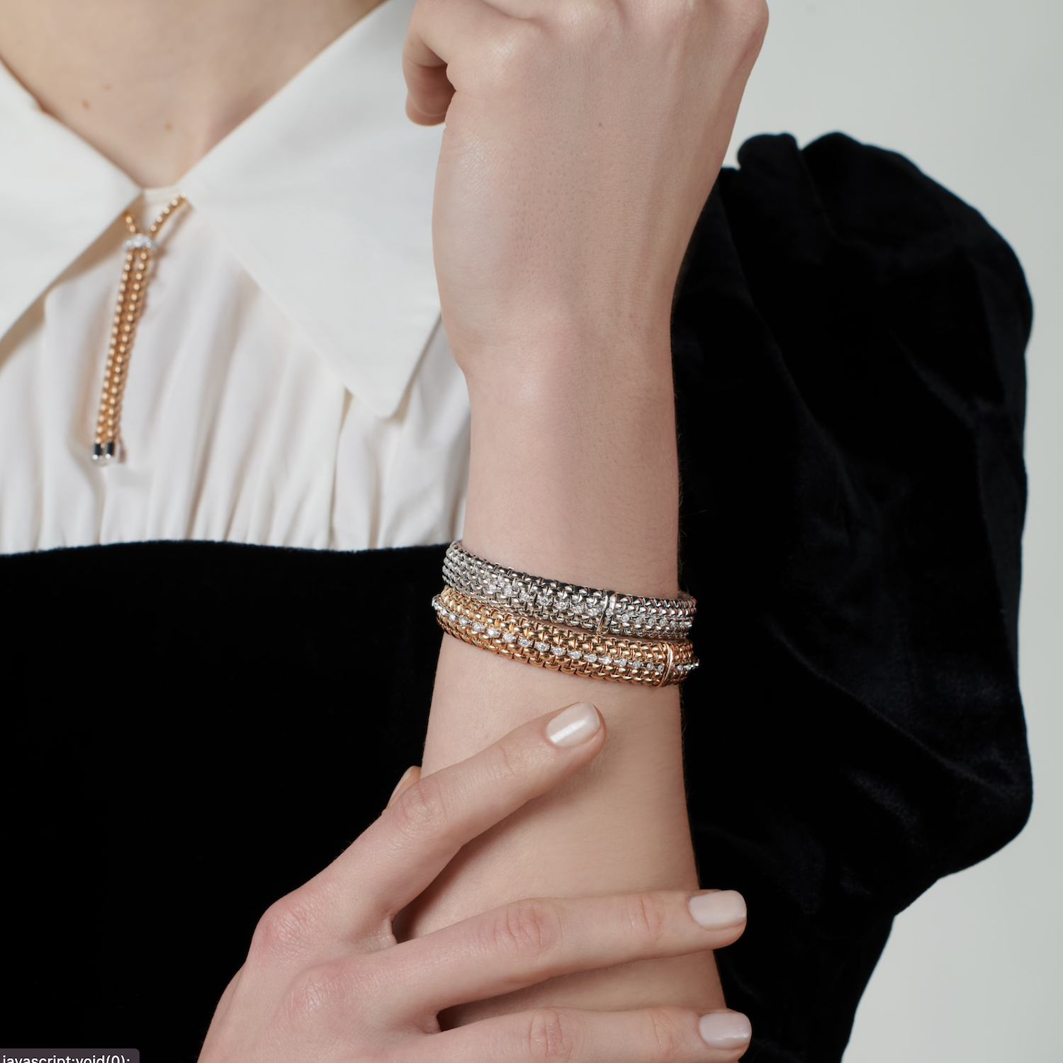 Fope Panorama 18ct Rose Gold Bracelet Pave' diamonds full circle
