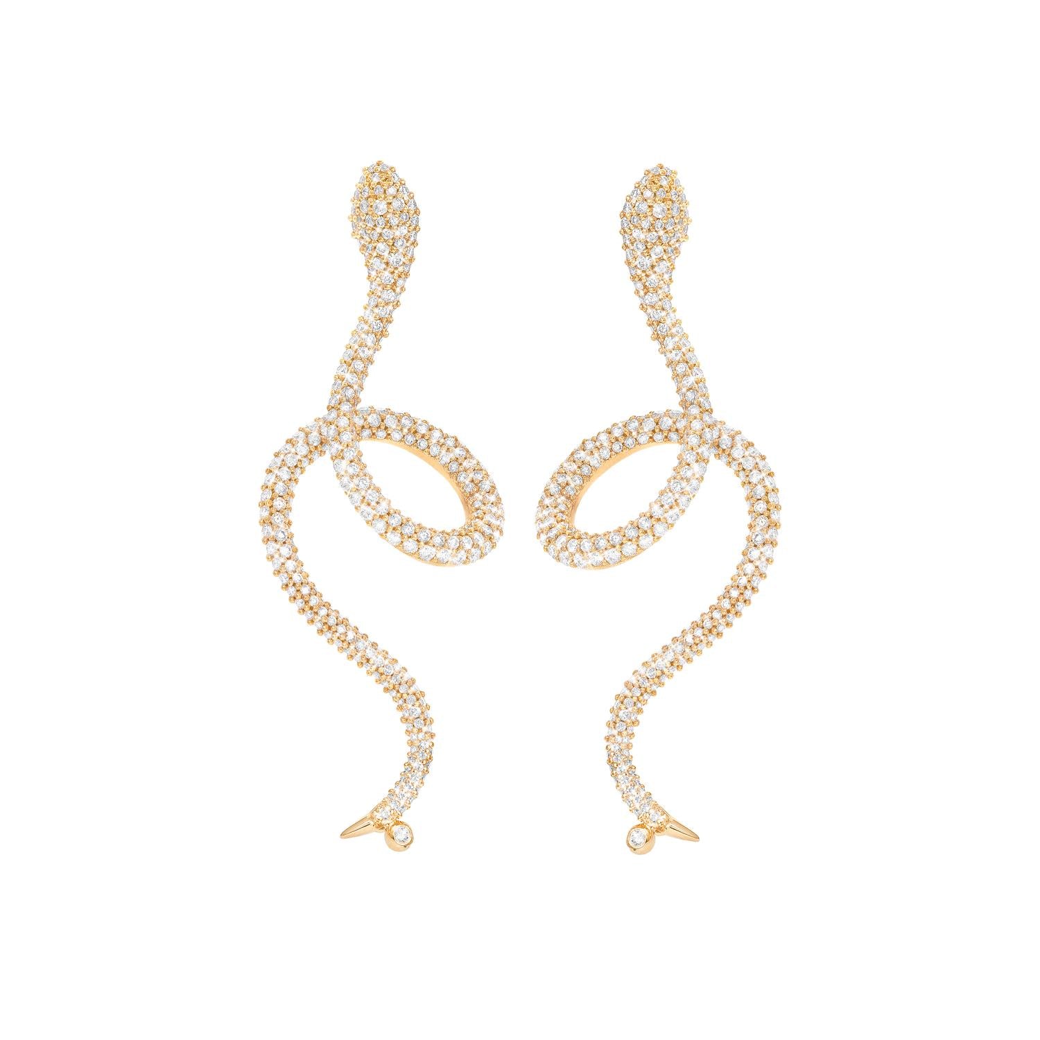 Ole Lynggaard Pave snake earrings
