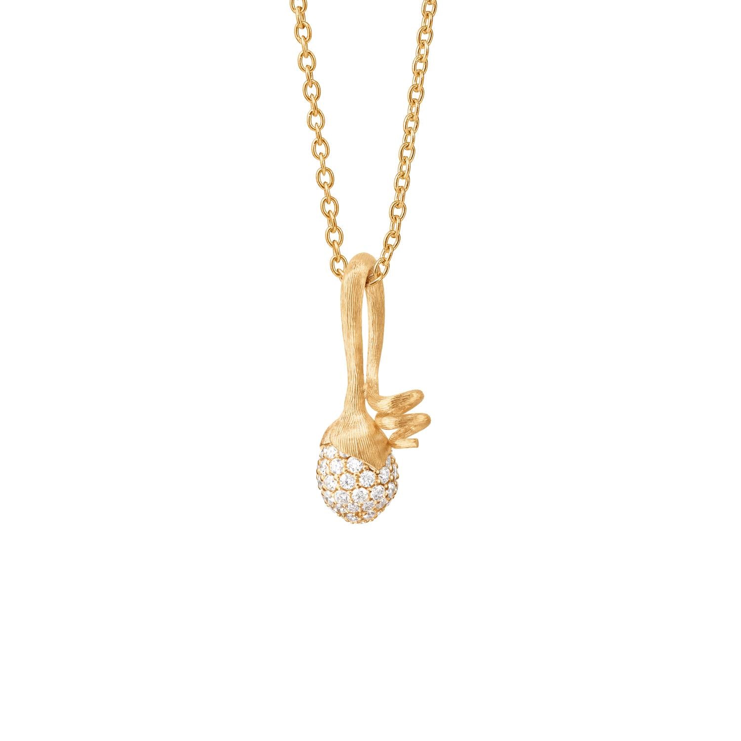 Ole lynggaard pave sprout on gold chain