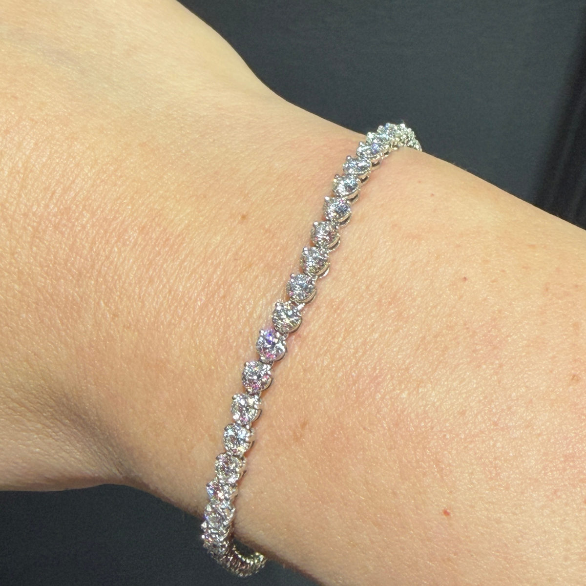 platinum diamond tennis bracelet 5ct natural trewarne hearts on fire