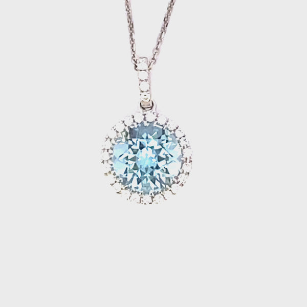 Aquamarine and diamond pendant