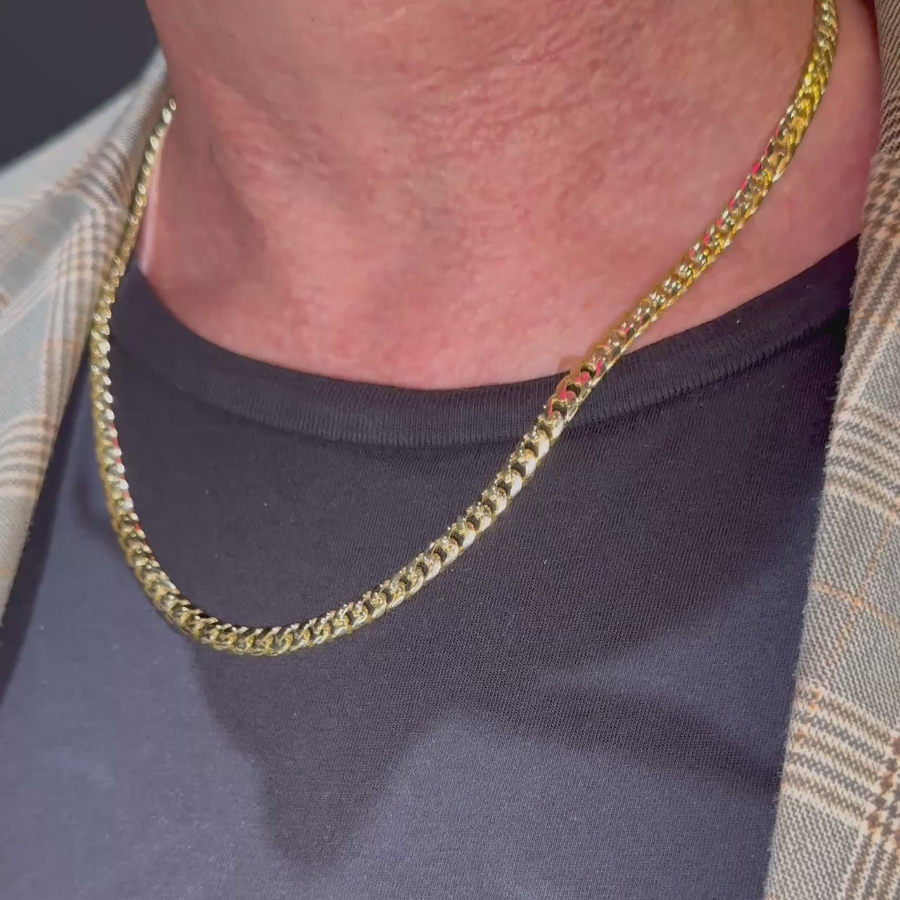 18ct Yellow Gold Cuban Link - Handmade Curb Chain - 55cm
