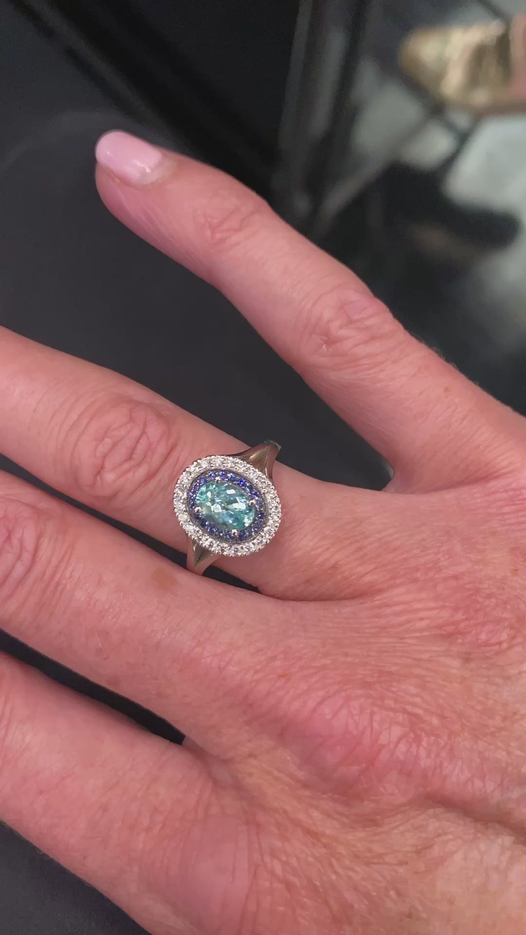 Paraiba Tourmaline Ring - with Sapphire and Diamond 18ct White Gold