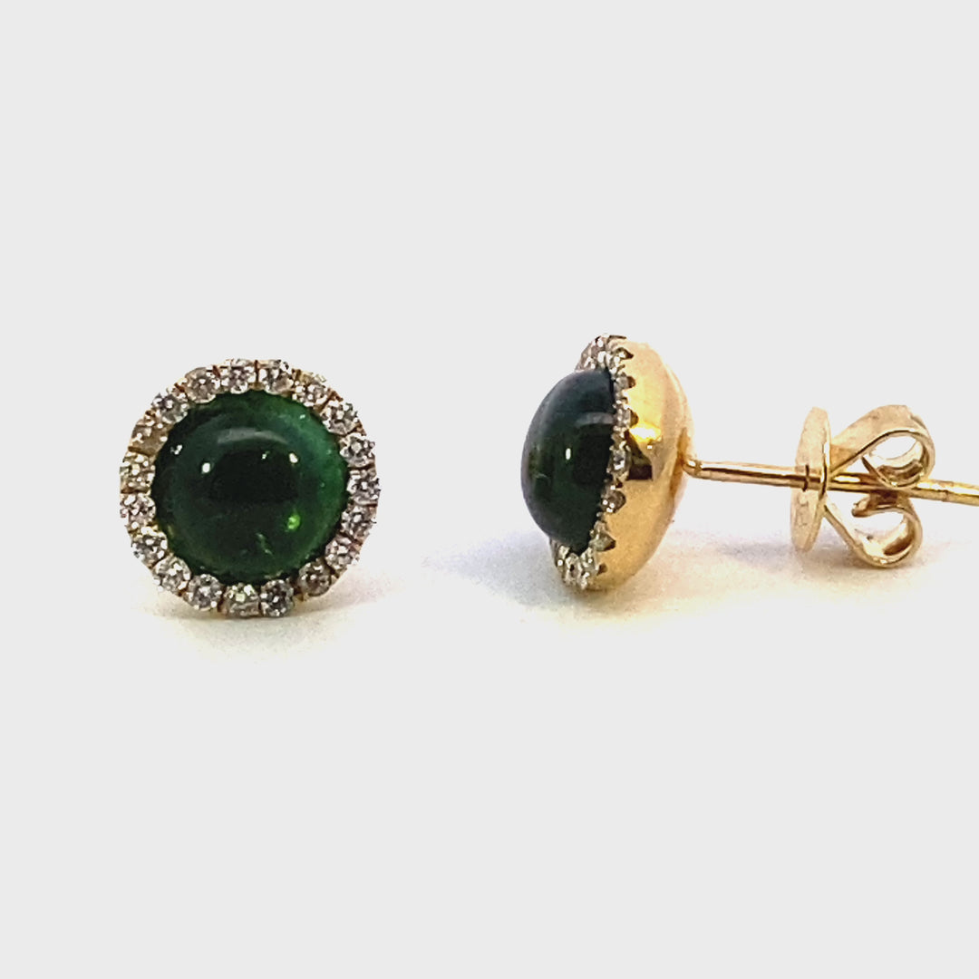 cabochon green tourmaline earrings