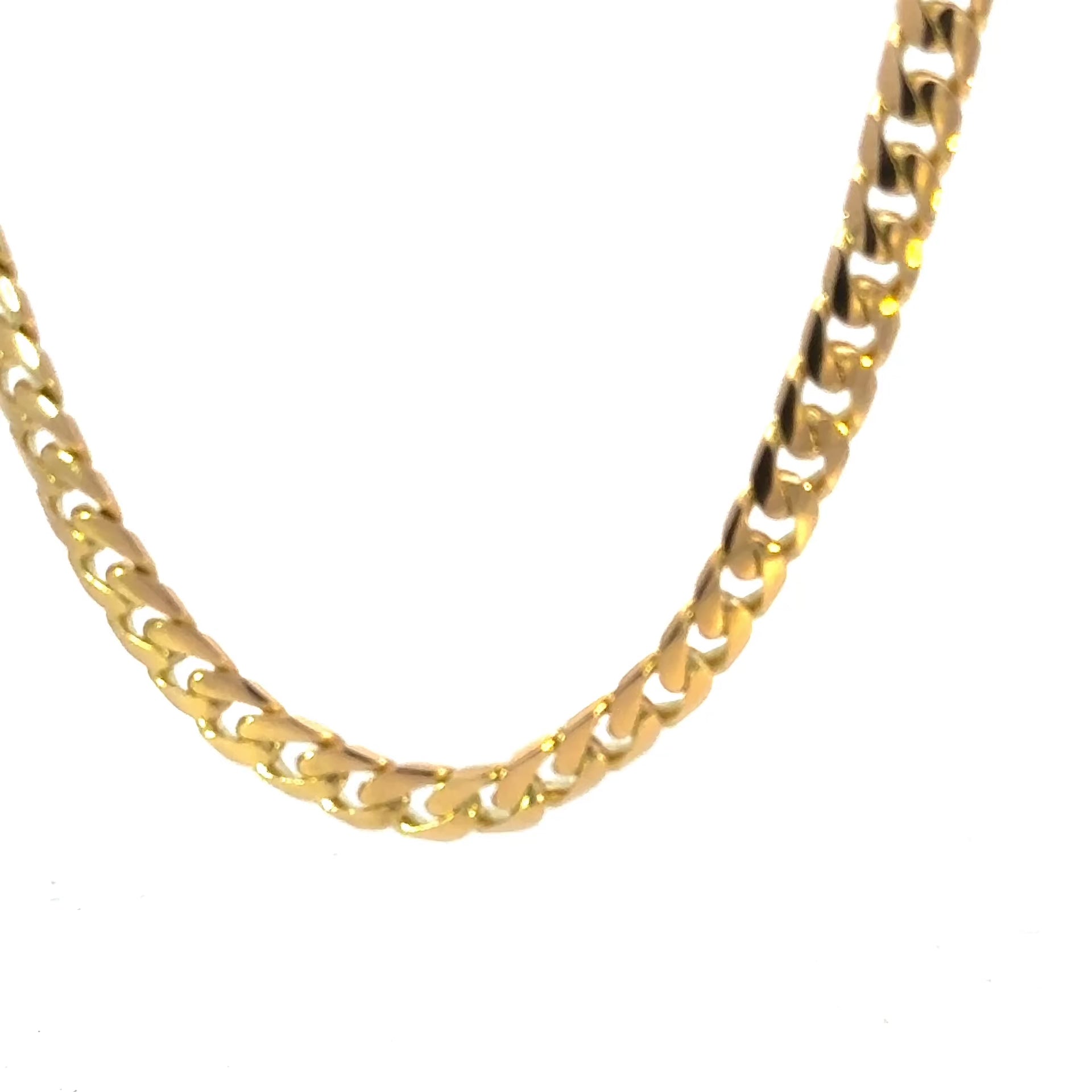 18ct Yellow Gold Cuban Link - Handmade Curb Chain - 55cm