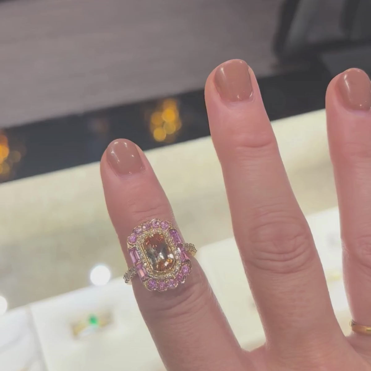 Video of Imperial Topaz and pink sapphire dress ring