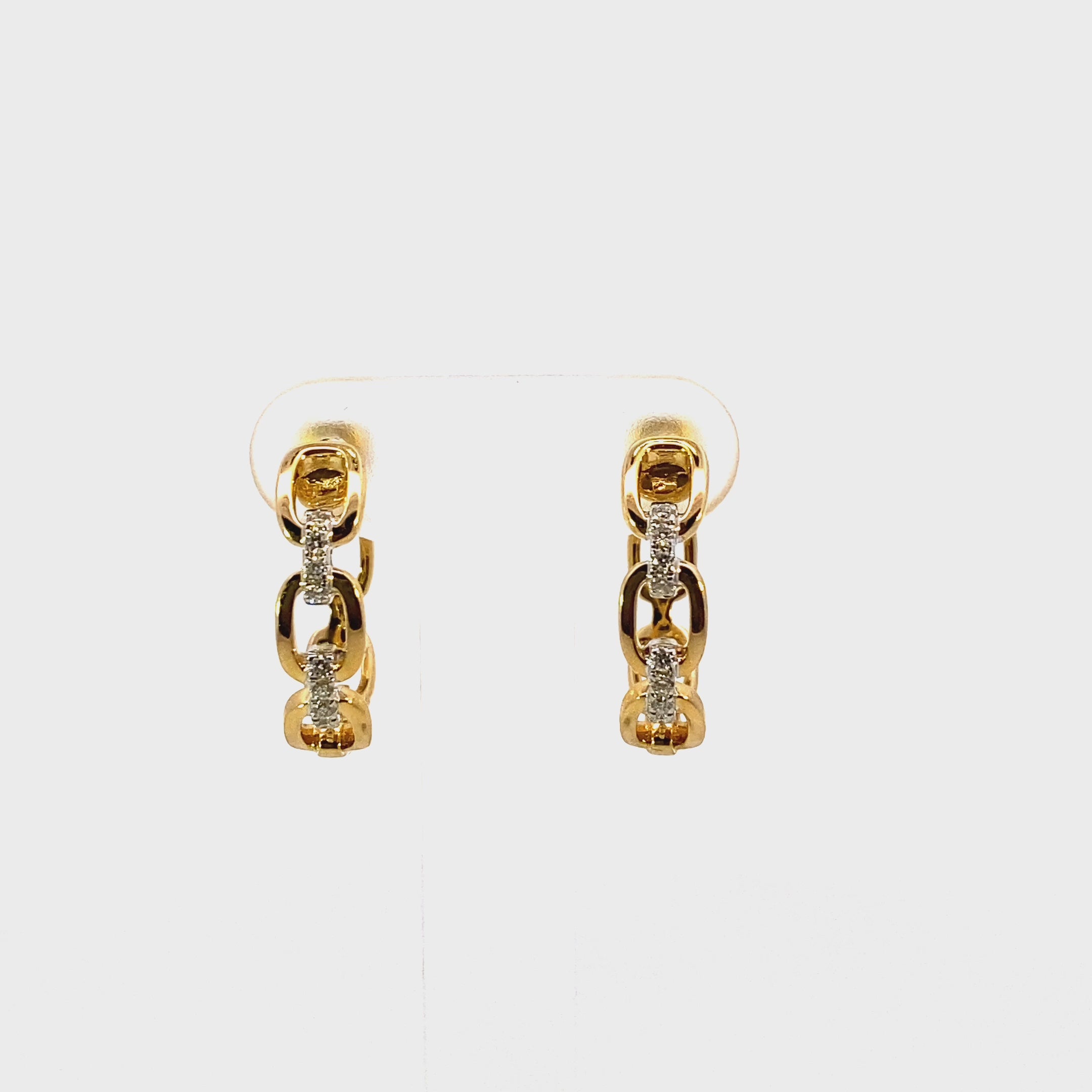 Trewarne Heritage 18ct Yellow and White Gold Diamond Link huggie style earrings