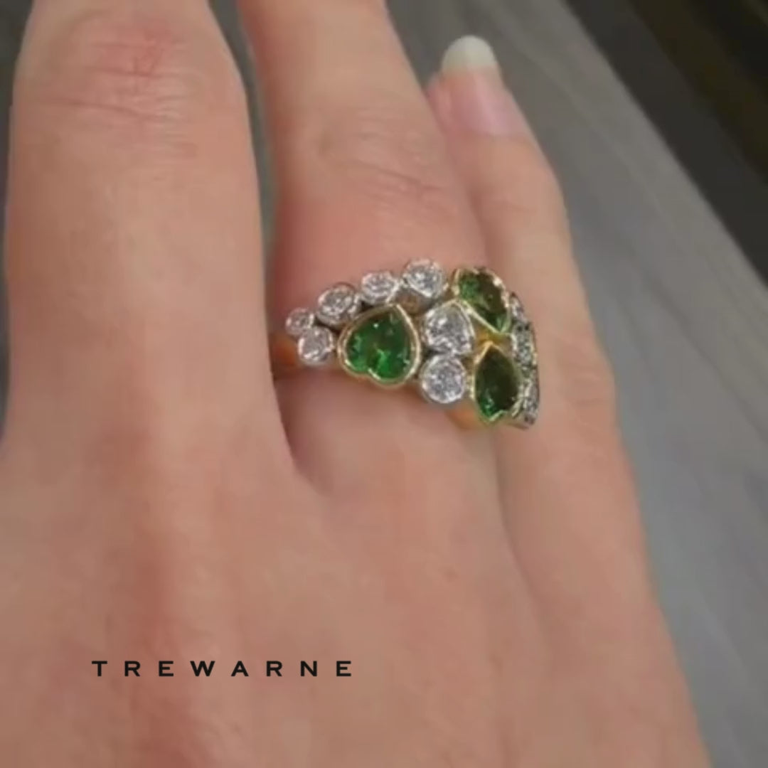 Tsavorite Garnet Diamond Dress Ring by Trewarne Jewellery Melbourne