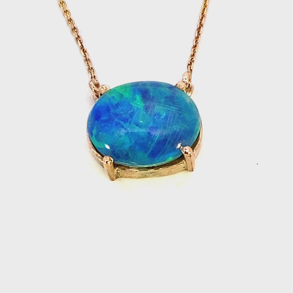 9ct yellow gold doublet opal pendant