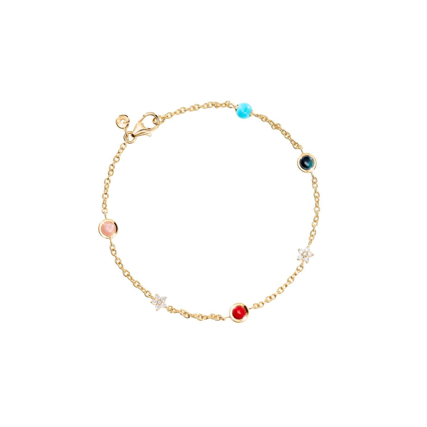 Ole Lynggaard Shooting star bracelet with coral and turquoise
