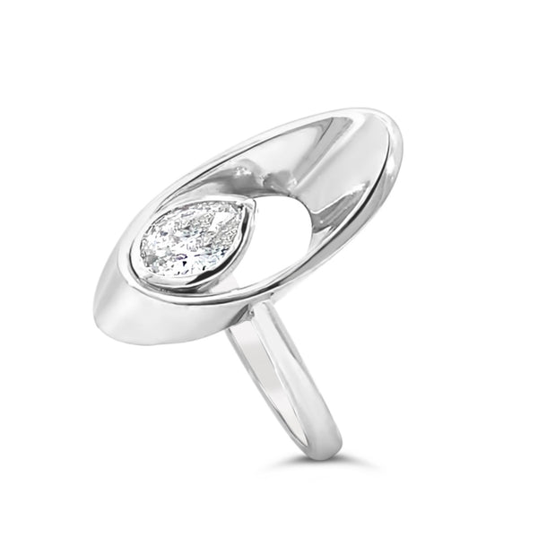 Tears of Joy - Designer Engagement Ring with Pearshape Argyle Diamond