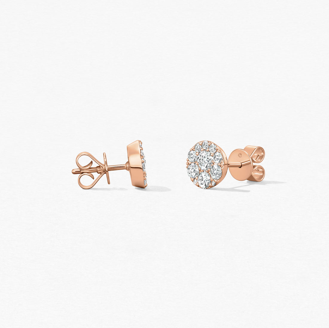 hearts on fire rose gold diamond stud earrings in the tessa mosaic style