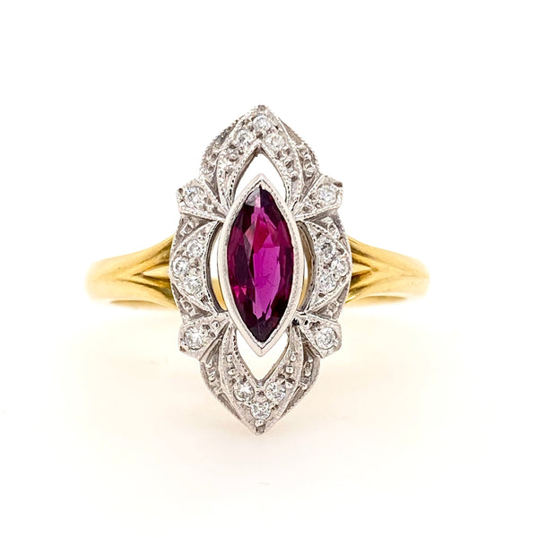 18ct yellow gold Ruby and diamond ring
