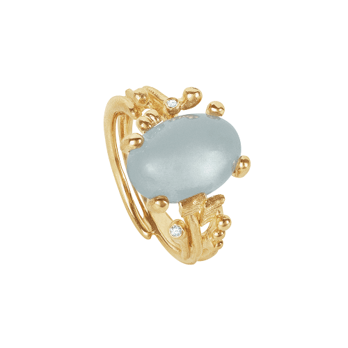 Boho Ring in gold with aquamarine and diamonds_A2929-402