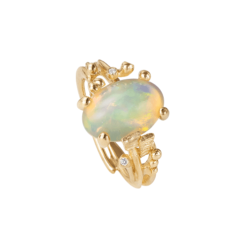 Boho Ring in gold with opal and diamonds__A2929-401