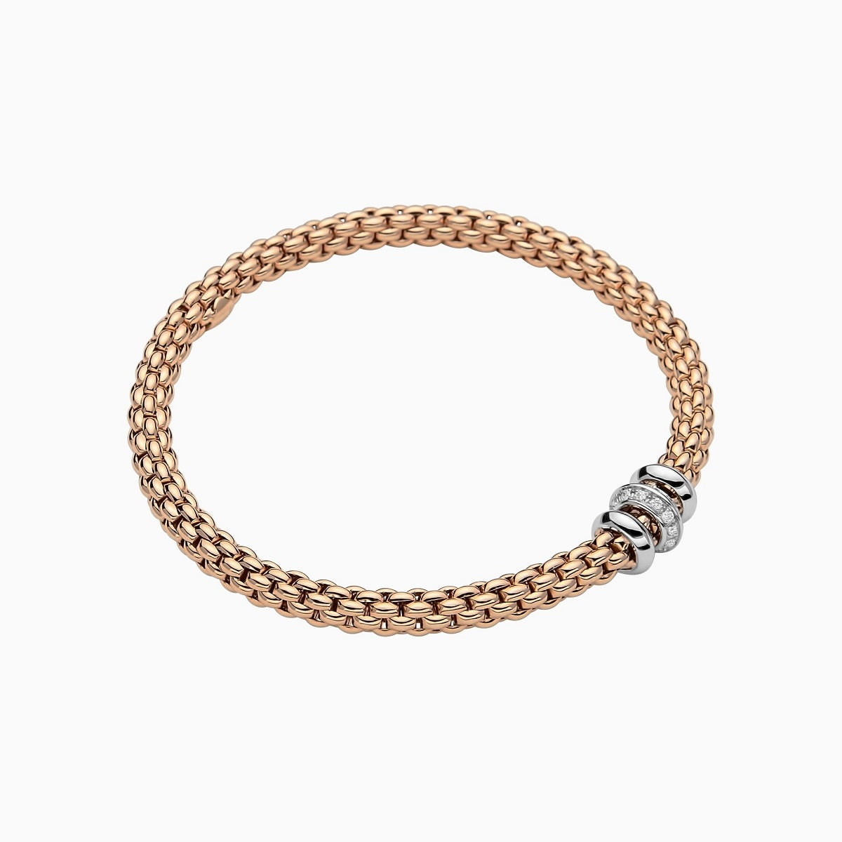 Fope Solo 18ct Gold Bracelet with Diamond and Gold Rondels