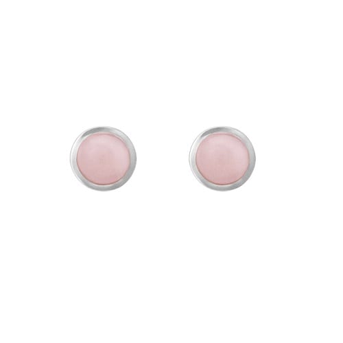 silver stud earrings pink opal