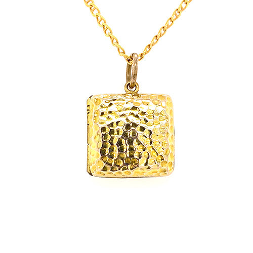 Square Locket pendant with hammered finish – Trewarne Fine Jewellery