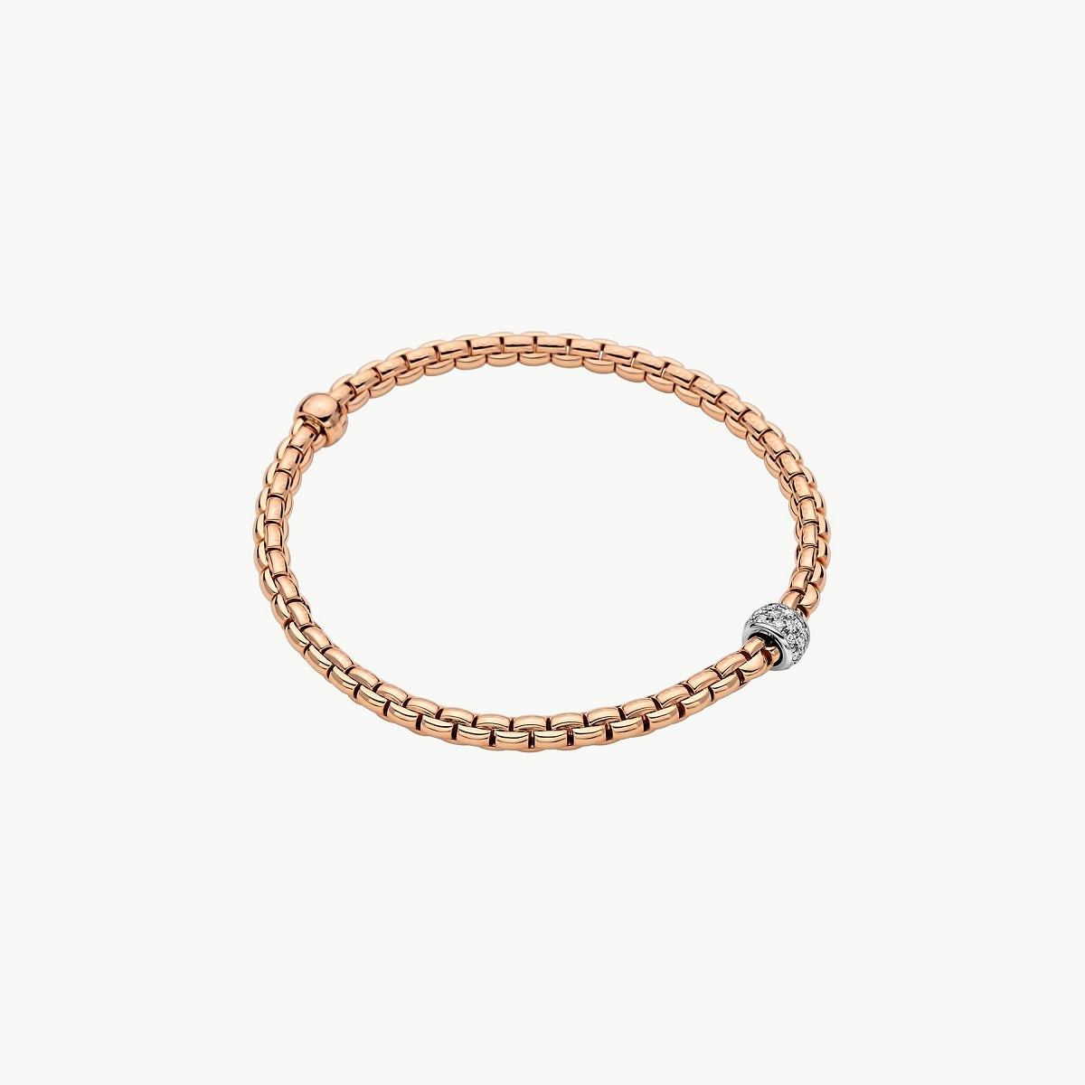 Fope Eka Tiny With Pave Rondel in Rose Gold 