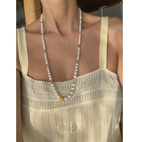 Bead collier in pearl theme 80 cm without clasp