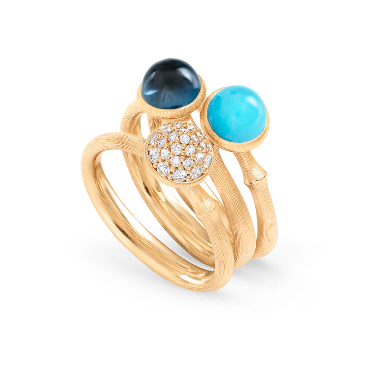 Ole Lynggaard Lotus Ring Size 0 in 18ct Yellow Gold with Topaz