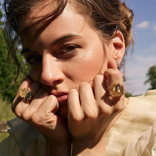 Ole Lynggaard BoHo Ring in gold with rutile, green tourmaline and diamonds