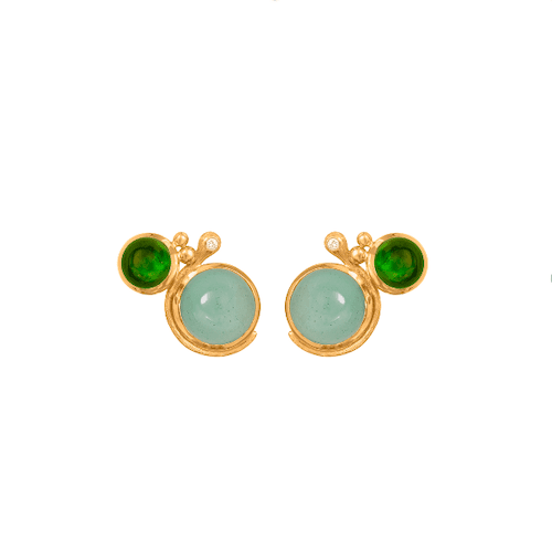OleLynggaard.Lotus.Earrings.green.tourmaline.aquamarine.diamonds