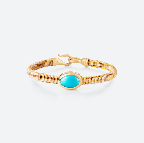 Life Bracelet with Turquoise 6mm Golden