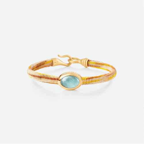 life bracelet golden 6mm with aquamarine