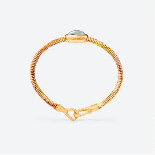 life bracelet golden 6mm with aquamarine side