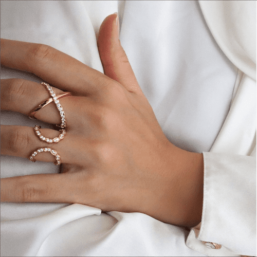 Lorelei criss cross and floral open rings