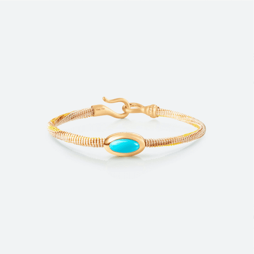 life bracelet 4.5mm with turquoise - golden