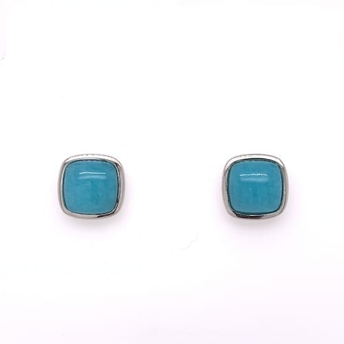 Amazonite Stud Earrings - Silver