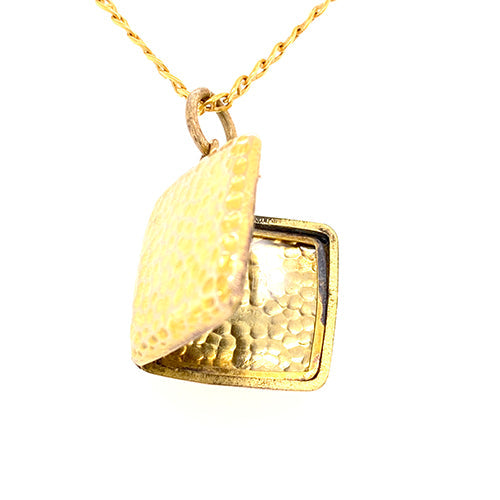 Square Locket pendant with hammered finish – Trewarne Fine Jewellery