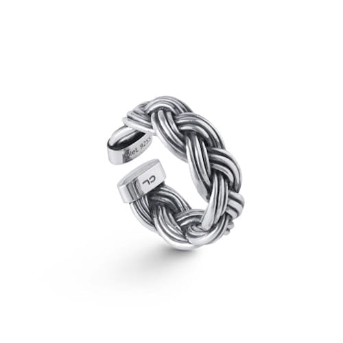 Ole Lynggaard Michel large braided ring in oxidised sterling silver